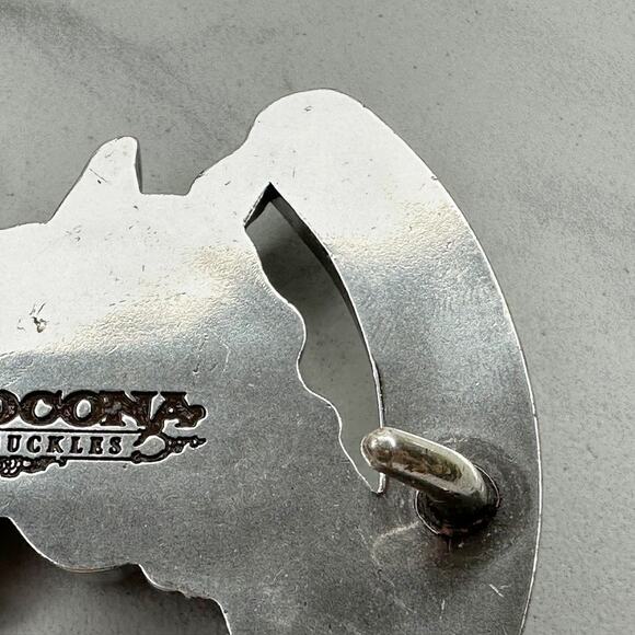 Nocona Rhinestone Horse Horseshoe Western Belt Buckle Silver Tone ✨ - Picture 14 of 16